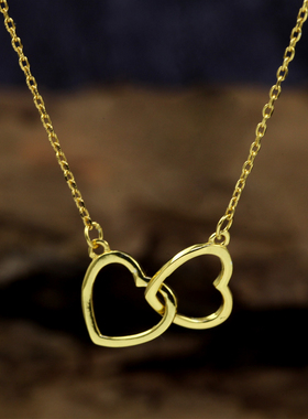 韩版ins小众设计感爱心双环项链