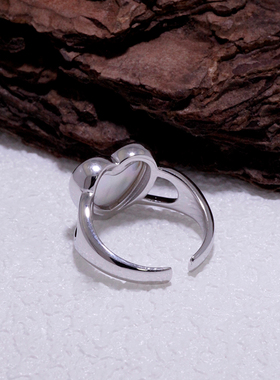 S925纯银天然爱心贝母贝壳戒指女高级感小众个性ins心形银指环