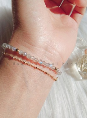 天然彩光拉长石极闪切面3mm灰月