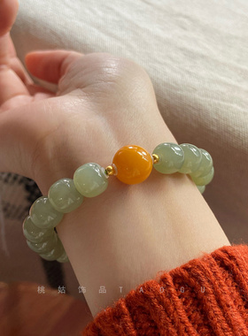 典润珠宝天然和田玉老型珠10mm女