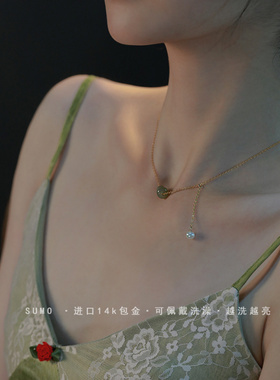 典雅淡然气质幸运和田玉珍珠项链