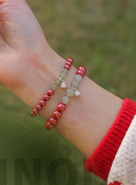 正品天然和田玉朱砂手串女2024龙