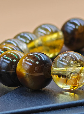 原创天然黄水晶情侣手链一对男女