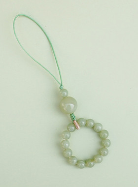 天然晴水和田玉6mm手机挂件玉石