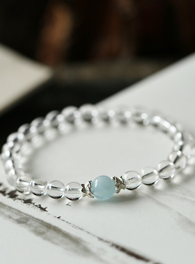 原创设计天然白水晶手链时尚简约