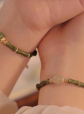 国风竹节手链和田玉手链女生新中