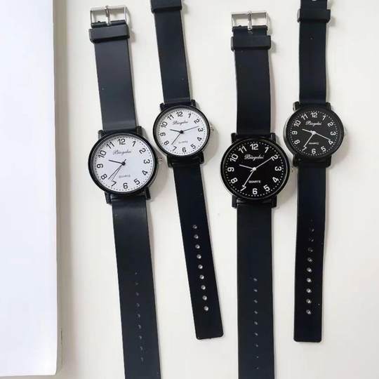 公职人员考试专用静音手表男女学生公务员无声音真皮带考公石英表