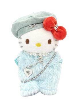 日本正版HelloKitty黄绒贵妇挎包玩偶kt猫包包挂件钥匙扣公仔摆件