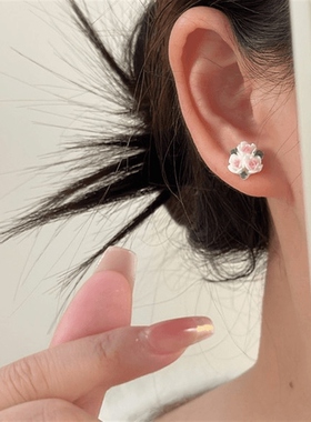 非金属树脂耳饰 6对装/ 冷淡风蝴蝶花朵耳环女小众高级感耳饰