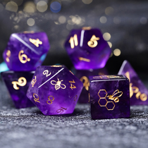 Natural amethyst COC dice bee Topic Ksuru Run Mission Thrones DND Run Mission TRPGD20 Gems