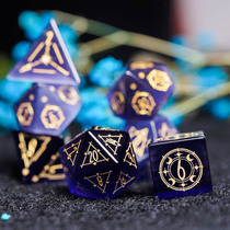 Purple Cat Eye Stones 7 pieces Run group dice COC Run Team Ksuru DND dice starred flower custom dice