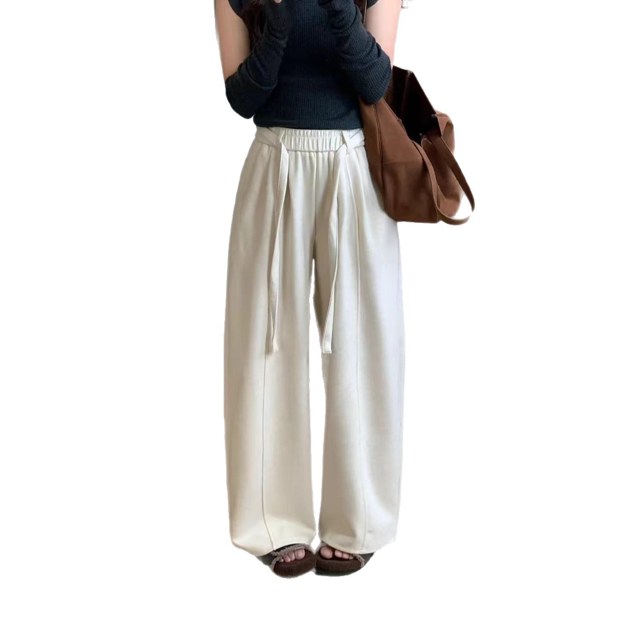 2025年棉裤女加绒加厚保暖糯米绒松紧腰棉裤弯刀裤宽松学院风棉裤 - 图2