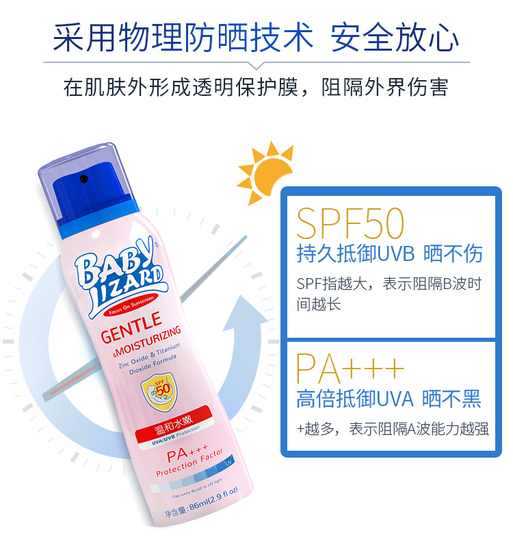 蓝蜥蜴防晒喷雾 宝宝儿童孕妇敏感肌专用防晒可上飞机物理防晒霜_朴凡甄选 [10年老店]_美容护肤/美体/精油-第1张图片-提都小院