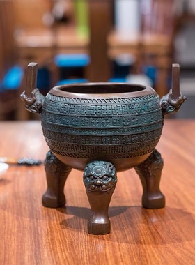 青铜器兽王鼎三足鼎摆件