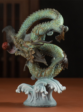 生肖龙五爪金龙青龙铜摆件