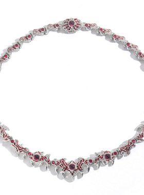 新品欧美尖刺寄生红眼睛荆棘镶钻夸张嘻哈项链男潮流个性创意