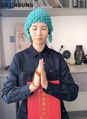 手钩佛祖帽子佛陀针织帽发光