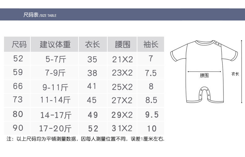 婴儿连体衣短袖纸样男女宝宝爬服纸样做衣服纸样1比1DIY裁剪ZC223 - 图3