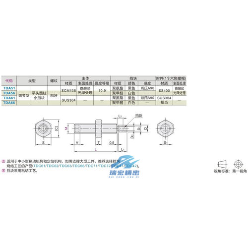 SPUS8-25/30/35/40不锈钢带聚缩醛止动螺栓 缓冲螺丝TDA66-D8-L30 - 图3
