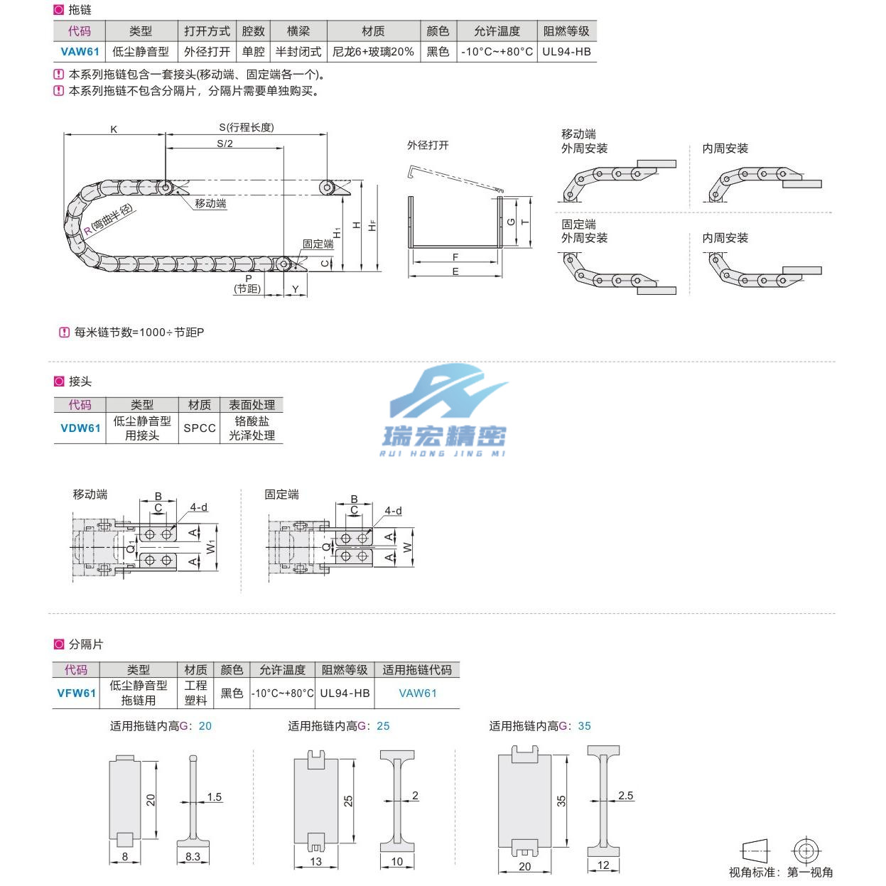 替代怡合达VAW61-2550-R50-N29-S-VDW61 半封闭式低尘静音型拖链 - 图1