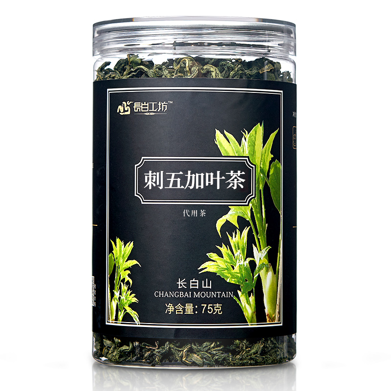 长白工坊 刺五加茶75g东北新鲜长白山特产嫩叶老虎潦茶旗舰店 - 图0