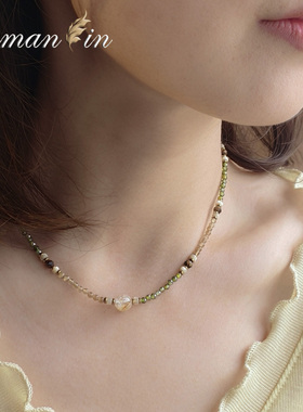 黄绿色串珠项链女款2026新款