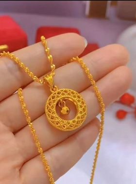 时尚百搭铜合金花丝平安扣吊坠女