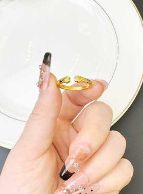 轻奢可爱小猫爪开口指环