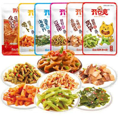 开口爽酸豆角金针菇莴笋海带杏鲍菇藕片下饭菜香辣麻辣零食小包装 虎窝淘