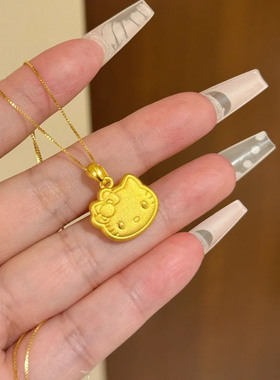 金黄色kt猫吊坠项链女款2025新款送闺蜜生日礼物