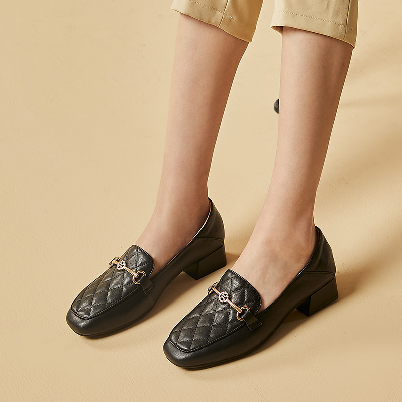 马衔扣乐福鞋女真皮2025新款春秋中跟单鞋软皮粗跟英伦风小皮鞋,淘宝优惠券,粉丝福利购,淘宝优惠卷