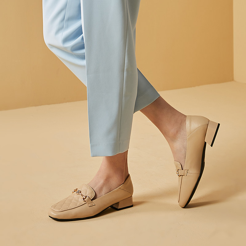 马衔扣乐福鞋女真皮2025新款春秋中跟单鞋软皮粗跟英伦风小皮鞋,淘宝优惠券,粉丝福利购,淘宝优惠卷