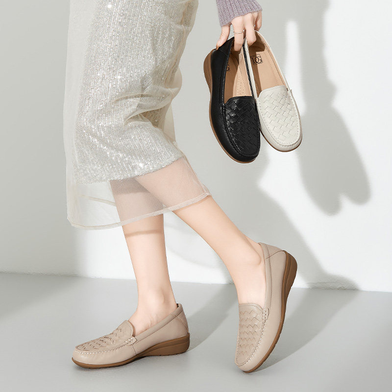 【羊皮】厚底乐福鞋女2026春新款真皮舒适坡跟深口单鞋软底妈妈鞋,淘宝优惠券,粉丝福利购,淘宝优惠卷