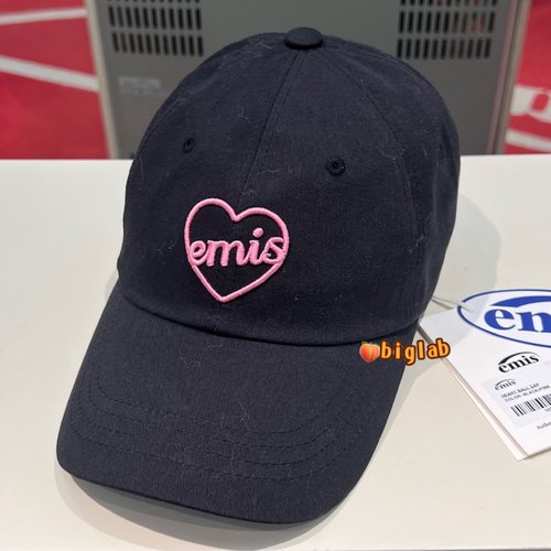 韩国正品emis帽子爱心字母刺绣鸭舌棒球帽显脸小遮阳帽男女鸭舌帽 - 图0