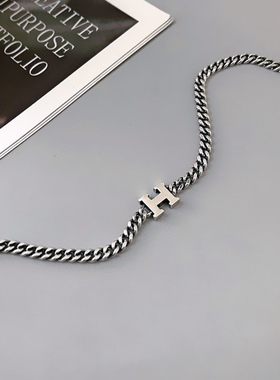 「H课代表」复古项链女ins时尚百搭简约字母吊坠通讯录潮搭配饰le