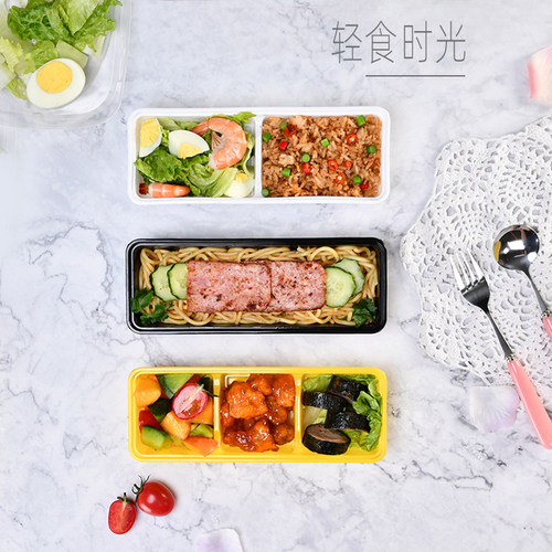 长条一次性日式寿司打包盒两格三格紫菜卷便当饭盒外卖快餐野餐盒 - 图1