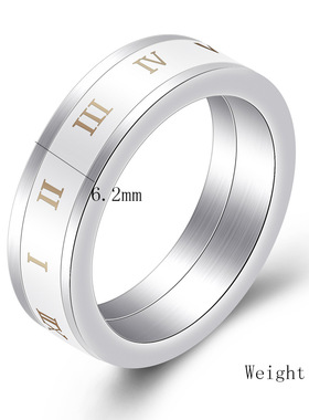 罗马数字不掉色钛钢转动戒指