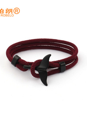 米兰线海洋系列鲸鱼尾情侣红手绳