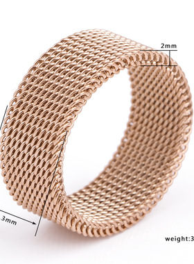 欧美风玫瑰金钛钢抗过敏戒指