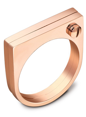 欧美风镀18k钛钢铆钉情侣戒指