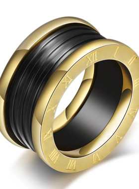 欧美风钛钢电镀罗马数字饰品戒子