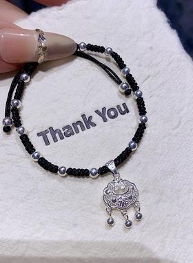 纯银长命锁宝宝儿童女生平安锁