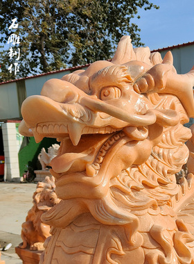 新中式精细雕刻麒麟天然石材雕刻