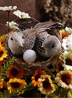 鸟巢田园可爱风情侣摄影布景摆件