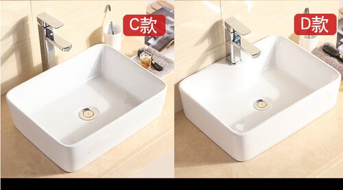 家用洗手盆圆形陶瓷台上盆方形洗脸盆艺术盆欧式洗漱面盆包邮 - 图1