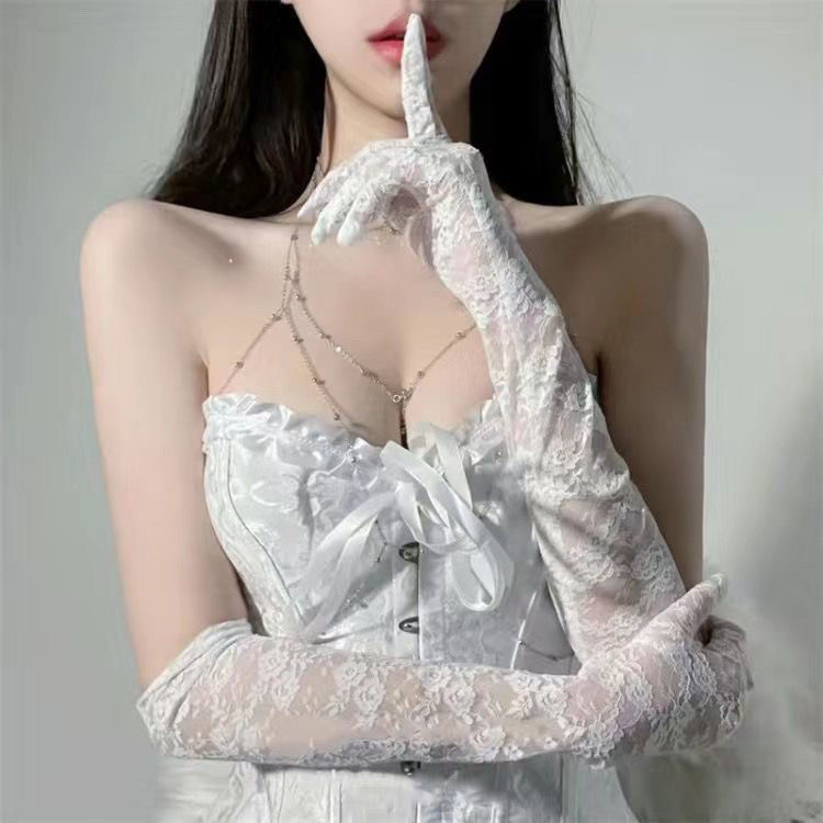 夏季女复古时尚网纱花嫁Lolita黑白蕾丝手套性感拍照假袖子护袖套,淘宝优惠券,粉丝福利购,淘宝优惠卷
