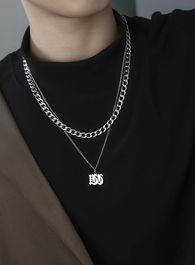 MAGICPOLE字母项链男款钛钢链