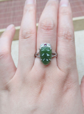 玉阅珠宝碧玉戒指女款玉石指环
