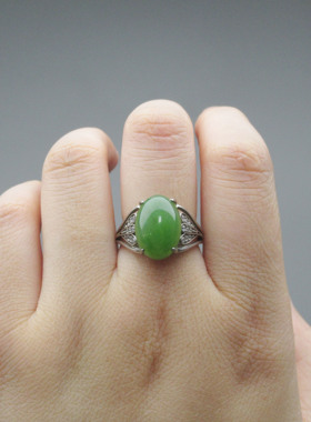 玉阅珠宝和田玉碧玉戒指