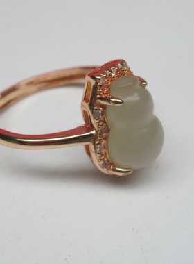 高冰白晴天然和田玉冰白葫芦s925银镶嵌活扣可调节时尚潮流天然玉